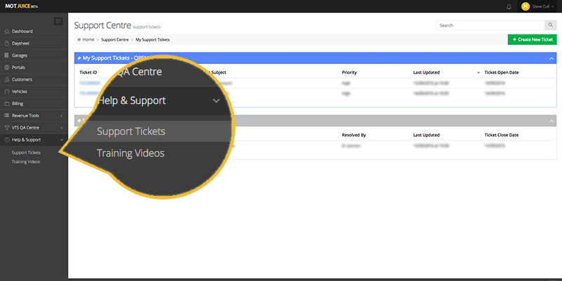 MOT Juice new support system