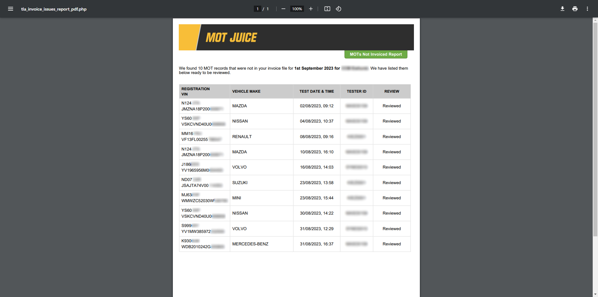 Invoice Cross-Checking - MOT Juice